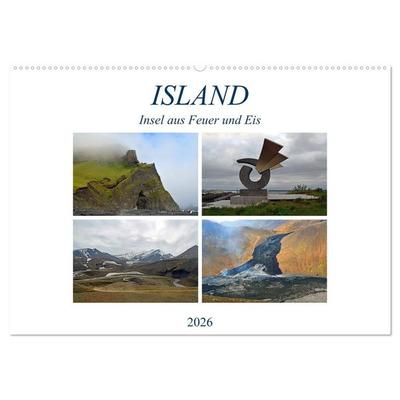 ISLAND, Insel aus Feuer und Eis (Wandkalender 2026 DIN A2 quer), CALVENDO Monatskalender