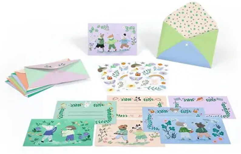Little Big Room by Djeco 8 Invitations et stickers cartes d'anniversaire Fanfare des animaux Djeco