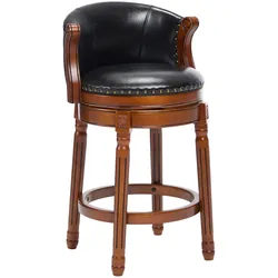 STILVORA Barstuhl Echtleder Holz Schwarz 66,0 cm Sitzhöhe, 360° drehbar