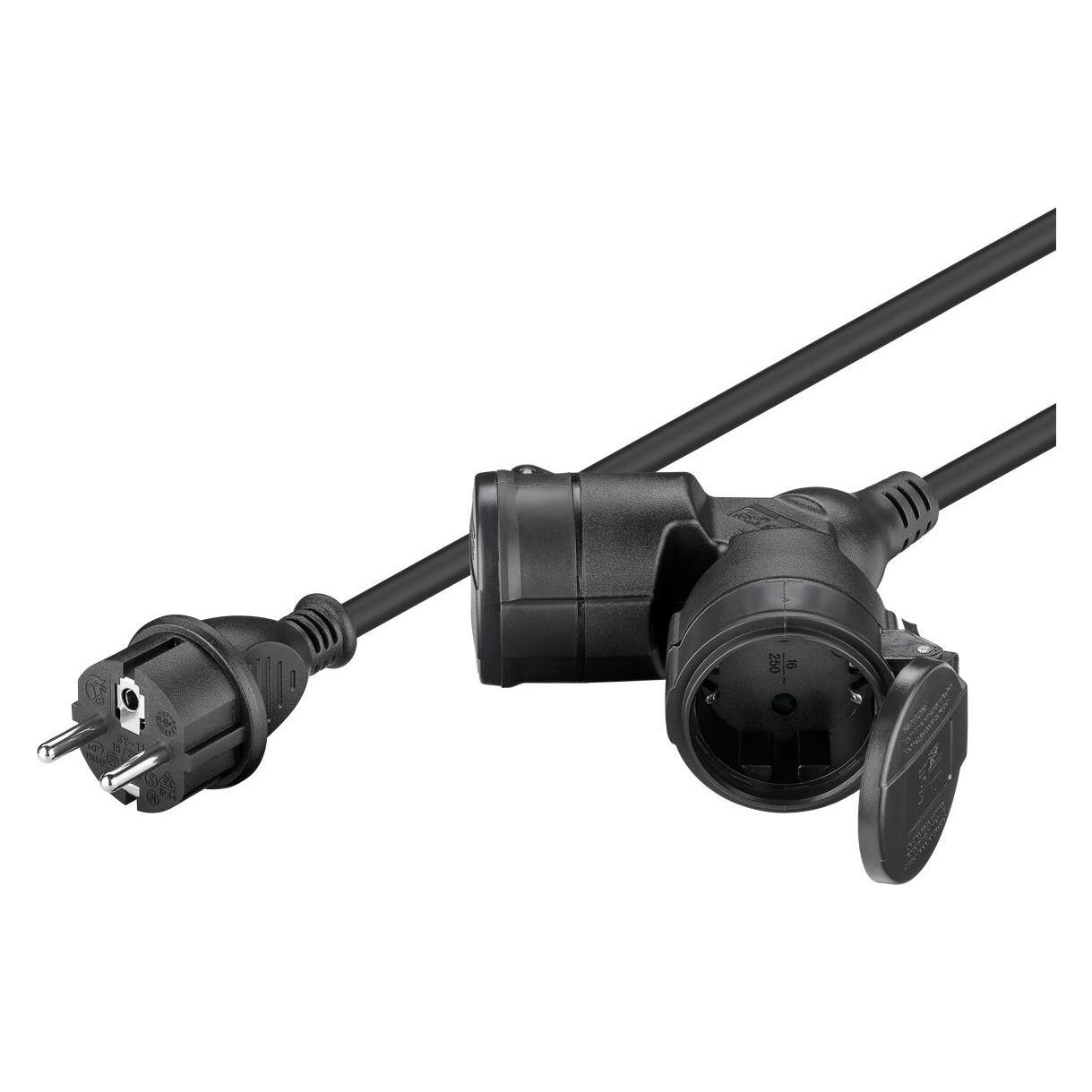 Goobay Doppel-Verlängerungskabel Outdoor (5 m, CEE 7/3) (65434)