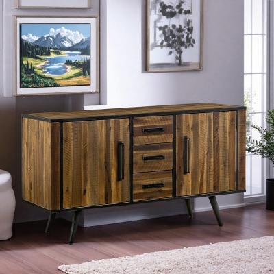 ZWYO HOSIMU "57""W Farmhouse 2-Door Buffet Sideboard Cabinet with Soft Close Drawers and Storage Shelves for Living Room, Hallway, Dining Room"