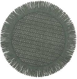 IH Casa Decor Woven Round Placemat With Fringes Green 15 X 15 - Set of 12
