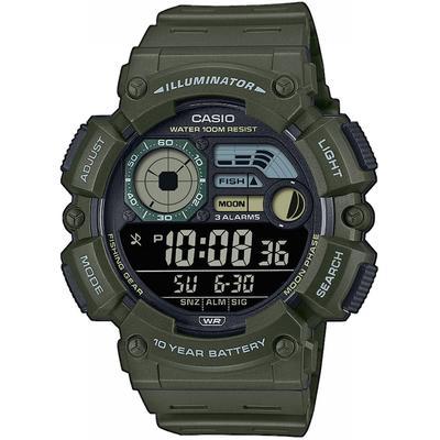 Chronograph, grün (khaki, schwarz), CASIO TIMELESS COLLECTION, Armbanduhren, Herren, khaki, Chronograph, Quarzuhr, Armbanduhr, Herrenuhr, Digitaluhr, Resinarmband, Mondphase