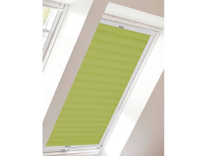 Dachfensterplissee SUNLINES Young Style Crush , grün (limette, weiß), B:30,5cm H:73,9cm, Obermaterial: 100% Polyester, Plissees, Dachfensterplissee, mit Führungsschienen