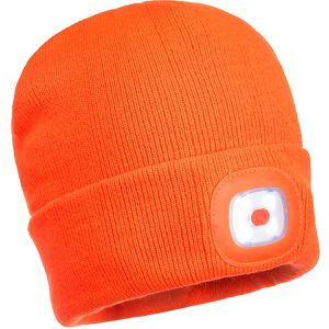 Portwest Wintermütze Beanie mit LED, B029, signalorange, Strickmütze, Unisex, Universalgröße