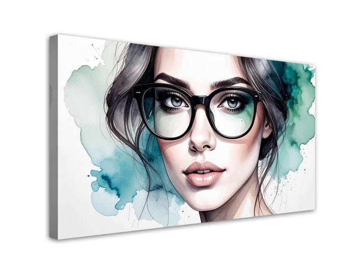 Feeby Leinwandbild Frauen in Brillen 80x40cm, Blau, Person/Charakter, Rechteckig, 80x40 cm, Bilder & Rahmen, Bilder, Leinwandbilder