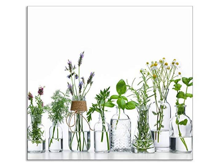 ARTland Spritzschutz Küchenrückwand aus Alu für Küche Herd Spüle 70x65 cm (BxH) mit Motiv Pflanzen Kräuter Gewürze Lavendel Basilikum Blumen H9KE