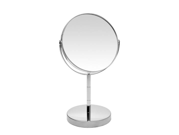 Kosmetikspiegel doppelseitig 14 x 26 cm silber