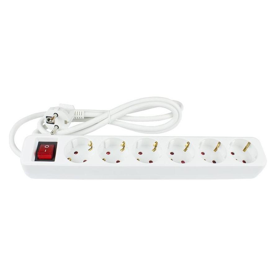 Good Connections Steckdosenleiste mit Schalter, 6-fach, Schutzkontakt-Stecker an 6x Schutzkontakt-Buchse (6x, CEE 7/3, 1.50 m) (PS016-W015)