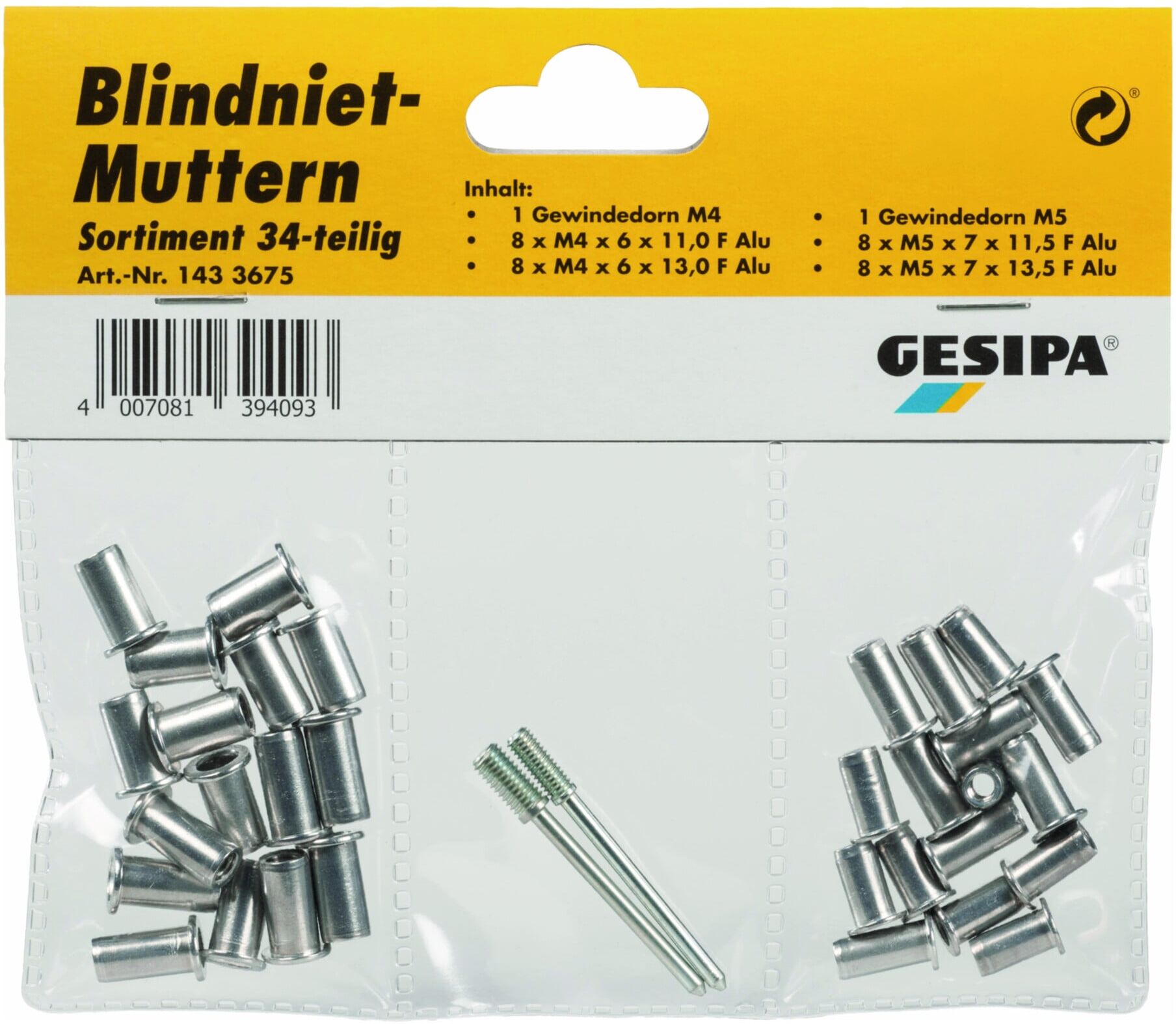 Gesipa Blindnietmuttern-Sortiment (34-teilig) (1433675)