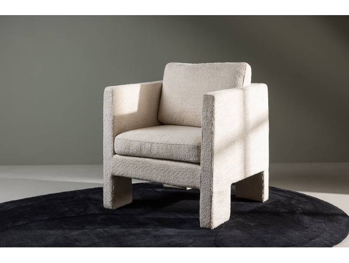Sessel Rimini - mit weißem Bouclé-Stoff - Weiß - Luxusbetten24