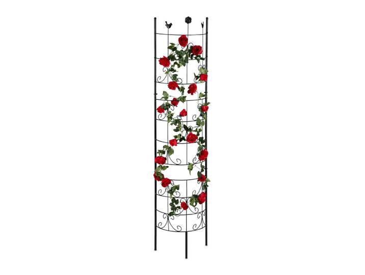 Relaxdays Rankgitter Schwarz Metall 180x42x19,5 cm, 42x180x19.5 cm, Dekoration, Gartendeko, Rankgitter