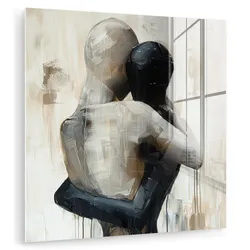 ACRYLGLASBILD Abstrakt - Liebe - Schwarz und weiß - Modern 50x50 cm