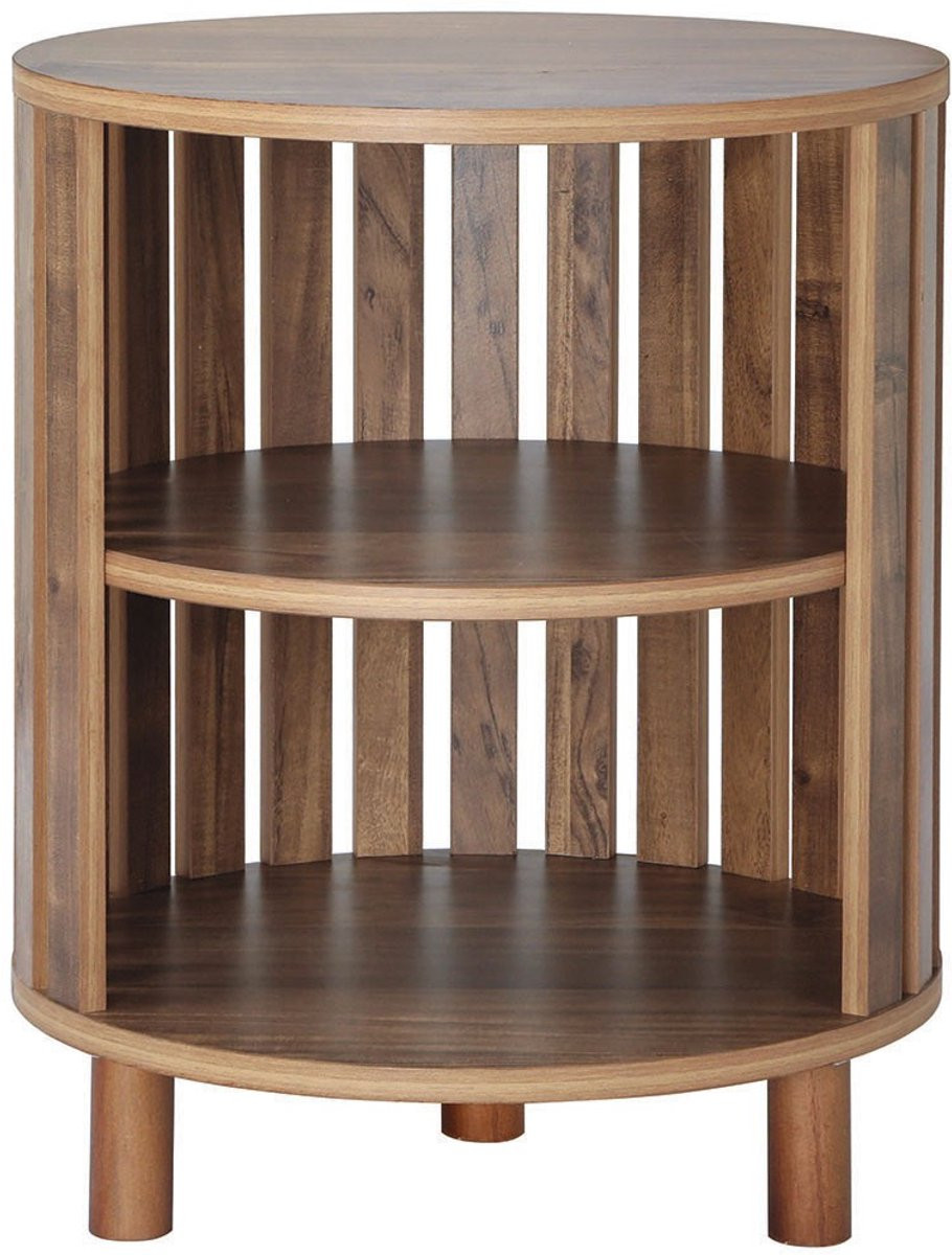 CALICOSY LIAM Ronde bijzettafel met open latten, Hoogte: 50 cm, Breedte: 40 cm, Diepte: 40 cm