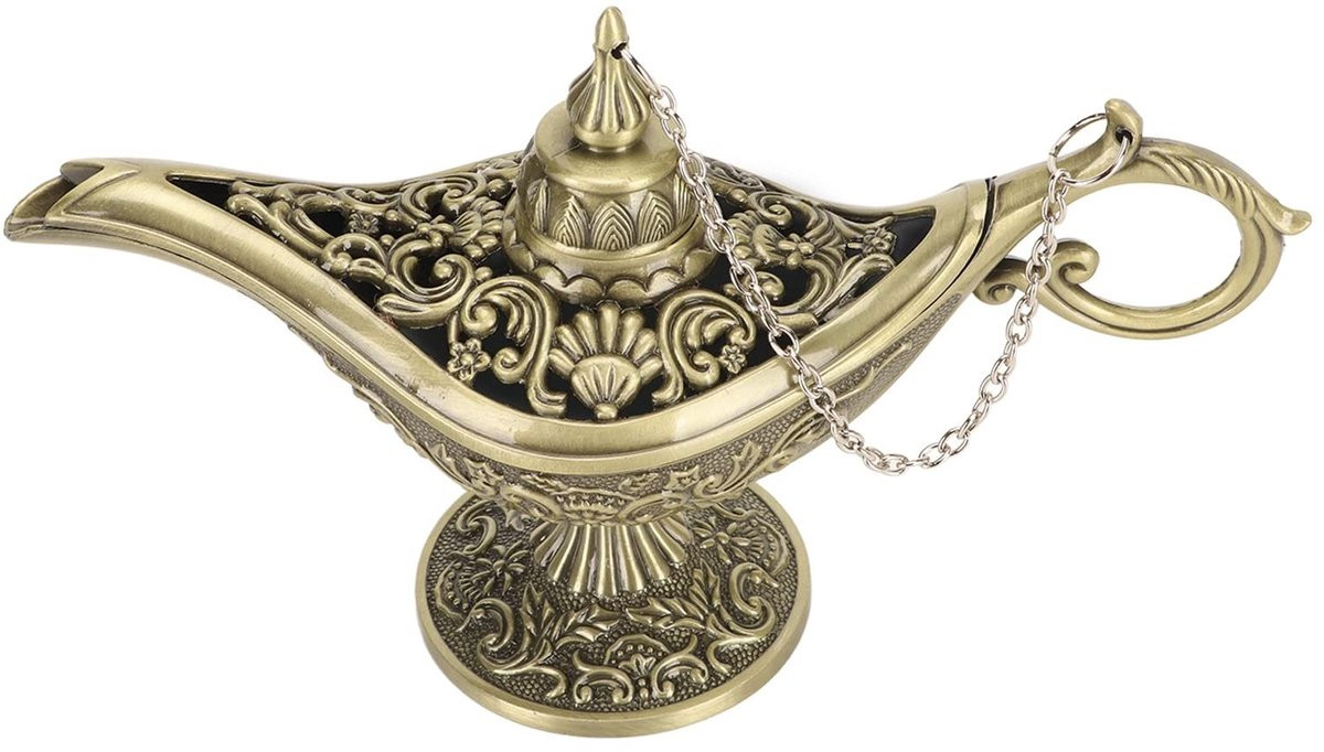 Dailygoods Wierookhouder Retro Aladdin Lamp - Brons - Hoogte: 15 cm
