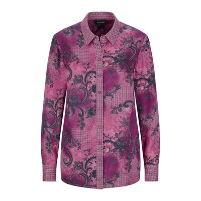 Hemdbluse GOLDNER "Elegante Satinbluse mit Paisley-Design", Damen, Gr. 38, lila (beere, gemustert), Obermaterial: 100% Viskose CV., Modisch, gerade, Blusen Hemdbluse, Paisley-Patchdessin