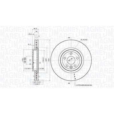 MAGNETI MARELLI Bremsscheibe 360406197301 Geschlitzt 325mm 30mm für JAGUAR LAND ROVER