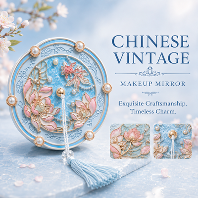 Fusion Finds Chinese Compact Mirror Vintage Makeup Mirror Portable Travel Pocket Mirror Gift For Her Chinese Compact Mirror Vintage Makeup Mirror Portable Travel Pocket Mirror Gift For Her