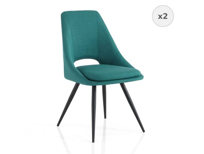 Lot de 2 chaises tissu bleu coussin déhoussable