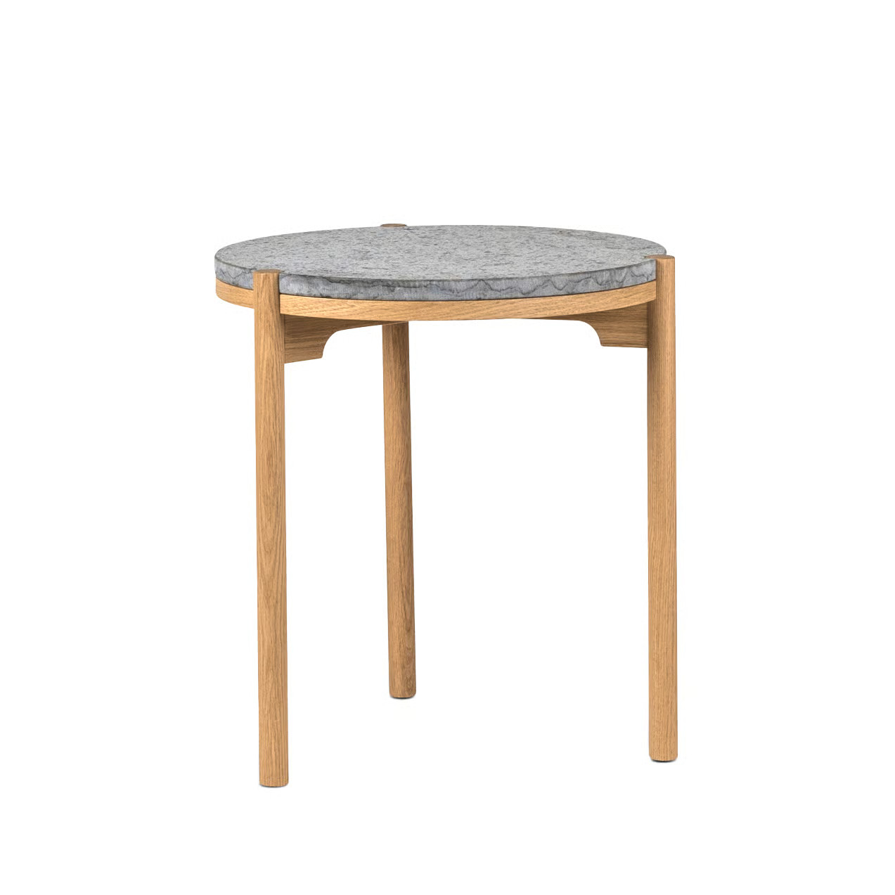 Mavis Dondo bijzettafel witgepigmenteerd eiken Ø45 cm Geschaafd kalksteen