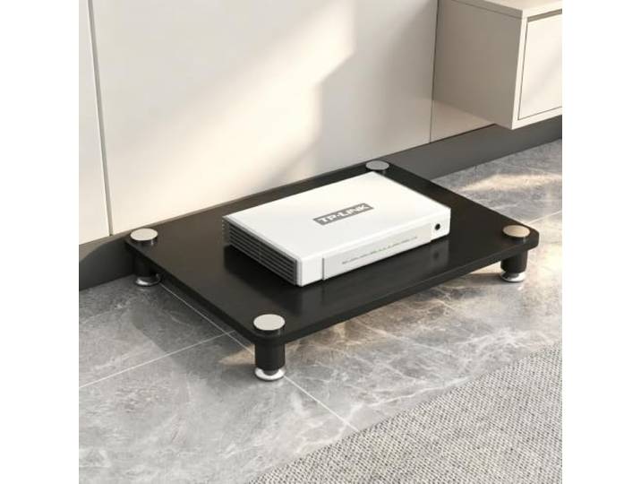 Vielseitiger AV‑Medienstand: mehrstöckiger Audio Rack für Audiogeräte Modulare Einlegeböden, höhenverstellbar, robuste Konstruktion, modernes Dekor(Black,H 5cm/2.0in)