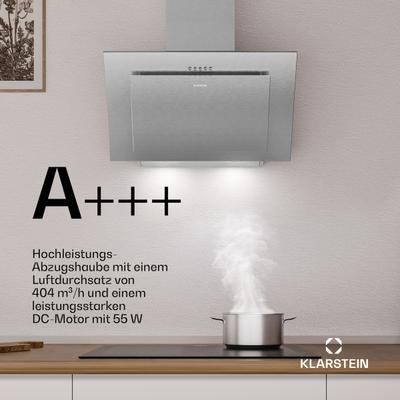 Klarstein Athena Kopffreihaube | Abluft- und Umluftmodus | 254 m³/h | 56 W | 60 cm Silber