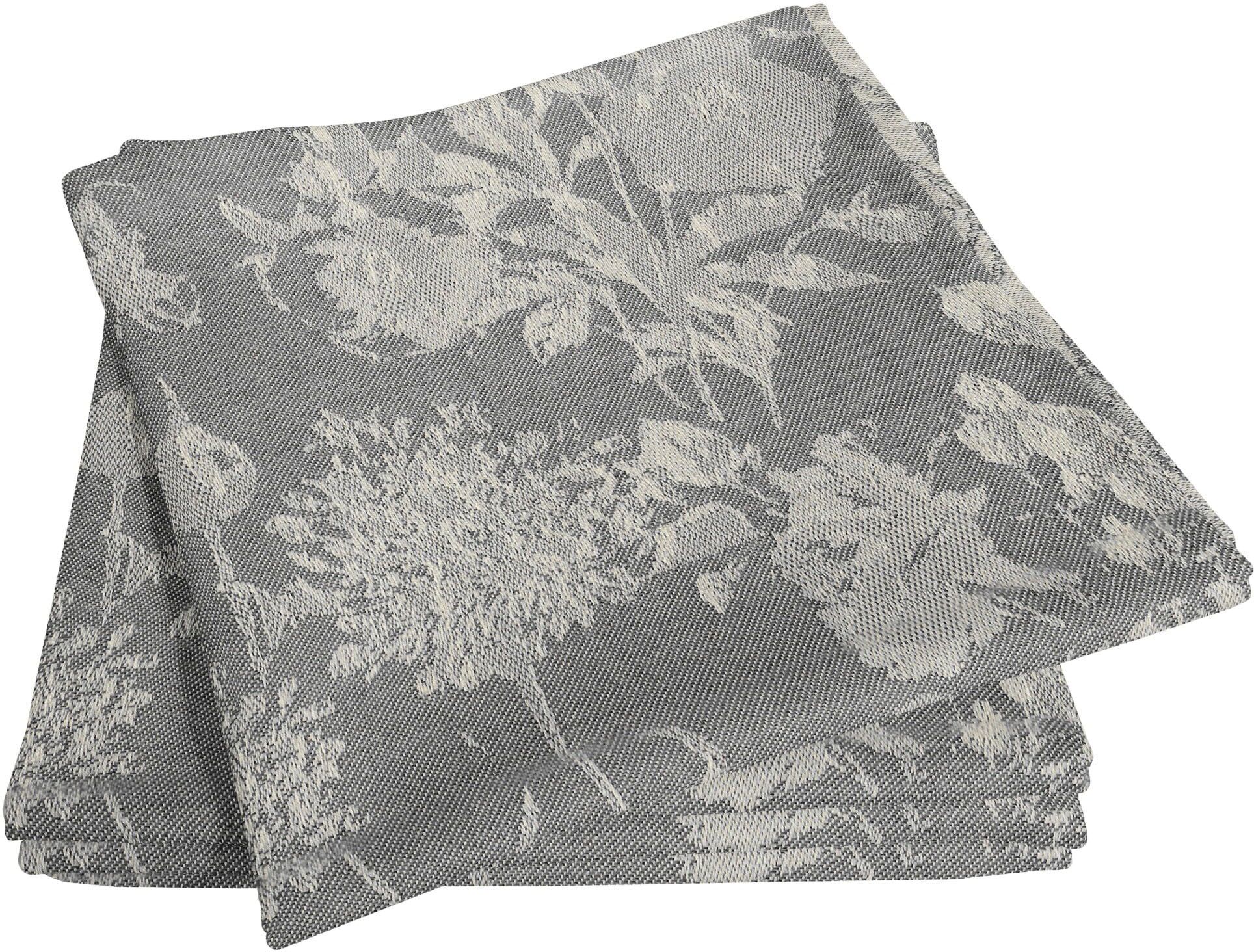 Stoffserviette ADAM "Flower Cuveé Light" Gr. 1, grau (dunkelgrau), B:30cm L:30cm, Obermaterial: 100% Baumwolle, Servietten, Stoffserviette