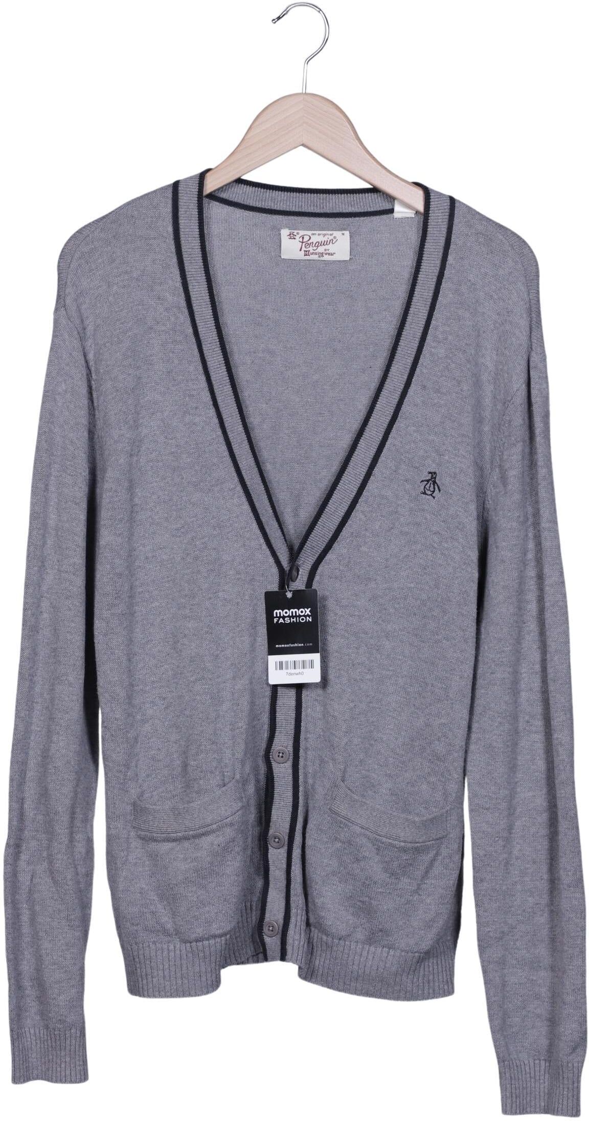 Original Penguin Herren Strickjacke, Grau, Gr. M, Baumwolle - Second Hand