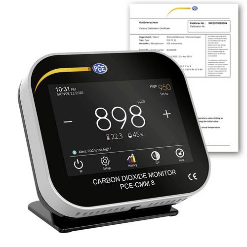 PCE Instruments PCE-CMM 8-ICA CO2 Messgerät 0 - 9999 ppm mit USB-Schnittstelle kalibriert ISO