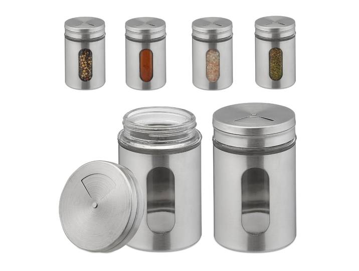 Gewürzstreuer XL 6er-Set Silber-Transparent