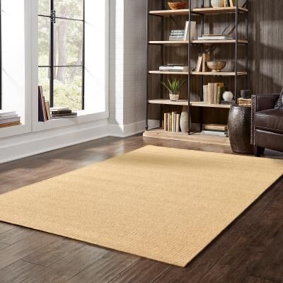 Style Haven Veranda Solid Tan Indoor-Outdoor Area Rug