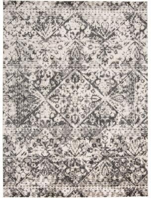 Grand Bazaar Kiba Distressed Medallion Diamond Rug, Ivory/Gray, Area Rug
