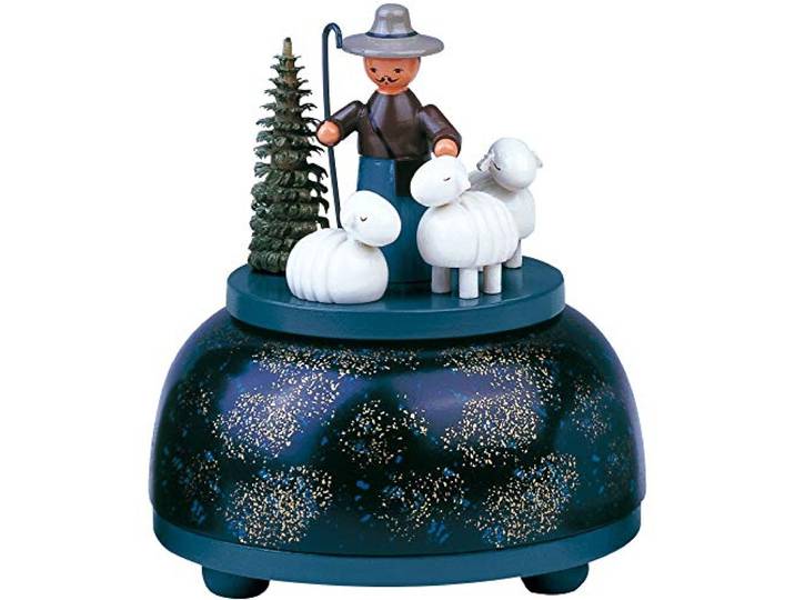KWO Olbernhau 13006 Spieldose klein Schäfergruppe, 12 cm