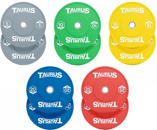 Taurus Coloured Olympic Rubber Bumper Weight Plates 150kg Set