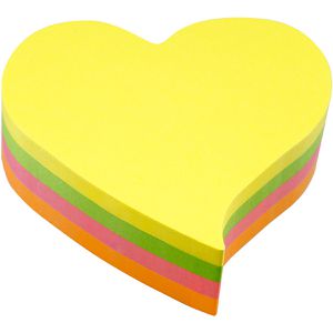 Info Haftnotizen Sticky Notes Herz, neon, 70 x 70mm, selbstklebend, 200 Blatt