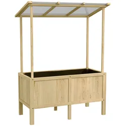 STILVORA Hochbeet Holz Natur 110x60x152 cm mit Polycarbonatdach & Drainagelöchern