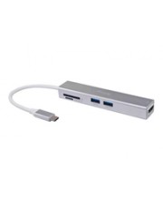 equip USB-Hub USB-C St -> 5x USB 3.0 Bu 0,15 cm 4K/30Hz sw Digital/Daten (133480)