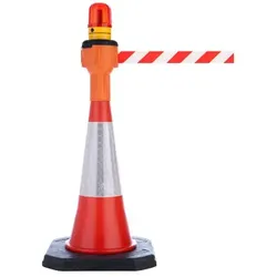 Leitkegelaufsatz orange, Gurt rot/weiß diagonal gestreift 9m