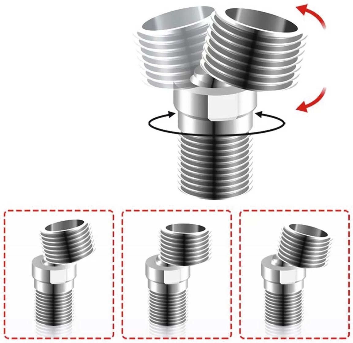 INF Connecteur coudé à rotule pivotante réglable en acier inoxydable de 5 cm pour robinet de douche