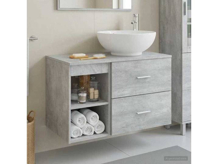 SALLE DE Bain COMPLETE - Ensemble de mobilier de salle de Bain - solide et durable - 2 pcs Gris béton_26cgl40e