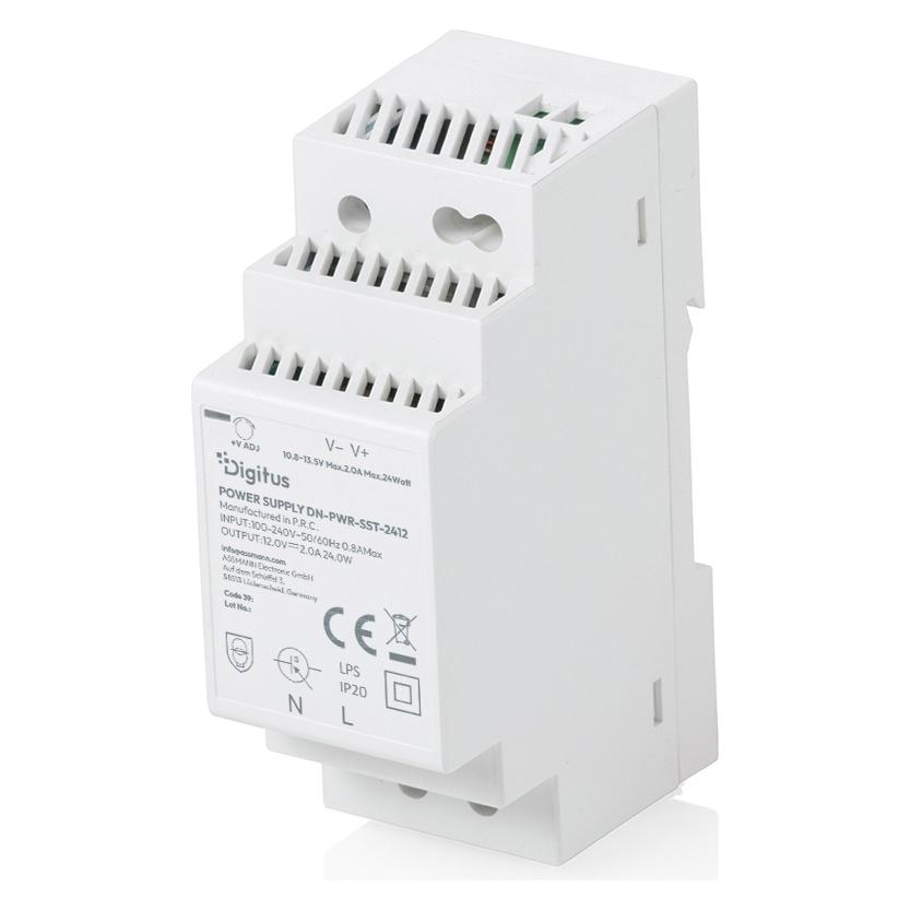 Digitus 12V / 2A / 24W Step-Shape DIN-Rail Netzteil (Slim, Class II) (DN-PWR-SST-2412)