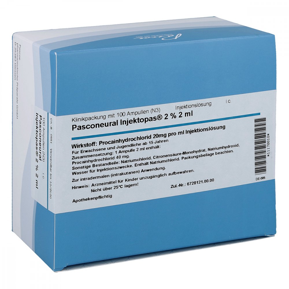 Pascoe pharmazeutische Präparate GmbH Pasconeural Injektopas 2% Ampullen 2 ml 11170018