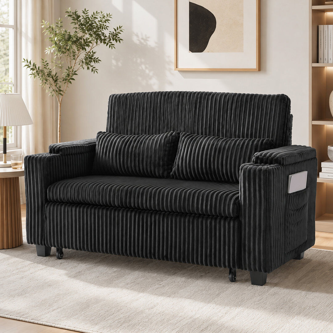 Brayden Studio 132 cm W Loveseat Black 88cm H X 132cm W X 88cm D