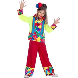 Metamorph Knallbunter Clown Kostüm für Kinder (128)
