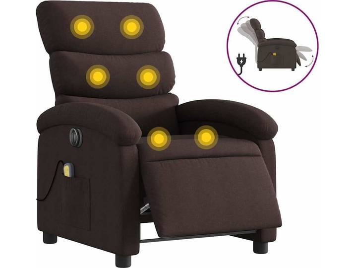 Massagesessel Elektrisch Dunkelbraun Stoff
