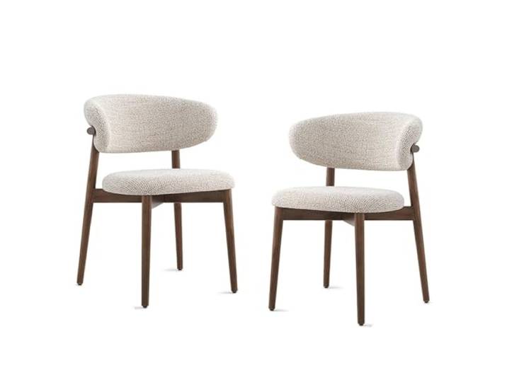 GAORUTO 2er Set Massivholz Esszimmerstühle mit Baumwoll-Leinen-Bezug für Mehrräume B