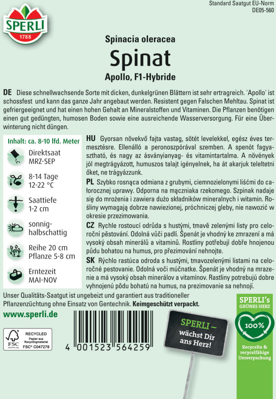Sperli Spinat Apollo F1