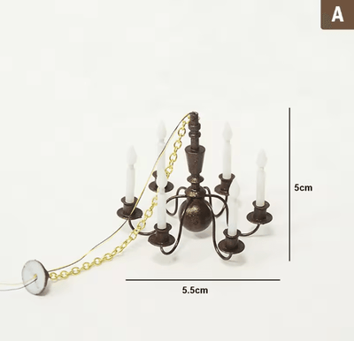 Inspire Picks Mini LED Dollhouse Ceiling Lamp 3V Chandelier Lighting Accessory a
