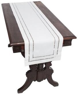 Xia Home Fashions Handmade Double Hemstitch Easy Care Table Runner, 14 by 72-Inch, White