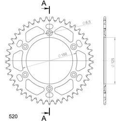 Supersprox Alu-Kettenrad 520 45Z (Gold)